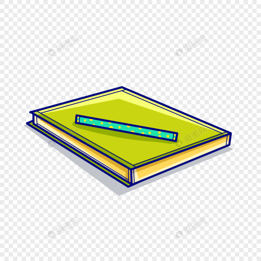 卡通黄绿色笔记本插图图片