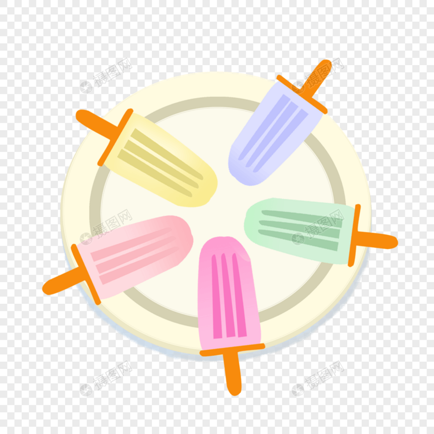 放在盘子里的五种颜色的雪糕图片