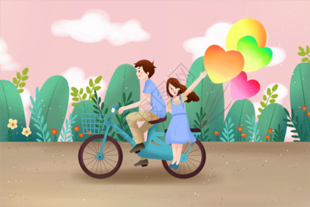 骑着大象的情侣情侣骑自行车 GIF高清图片