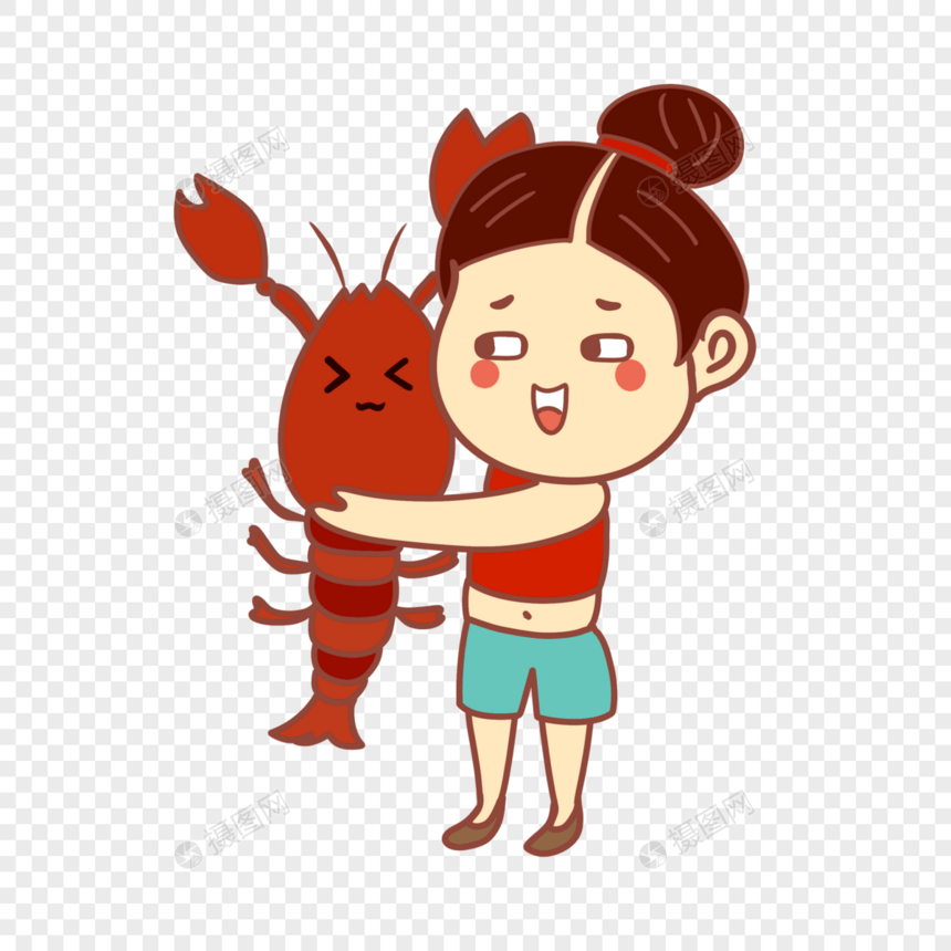 抱着小龙虾表情包图片