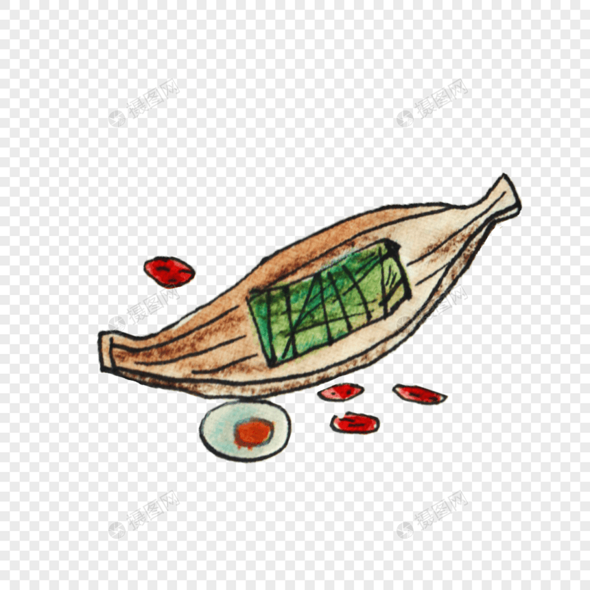龙舟木盘子里的粽子图片