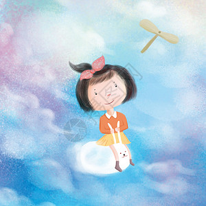 天空的竹儿童节插画