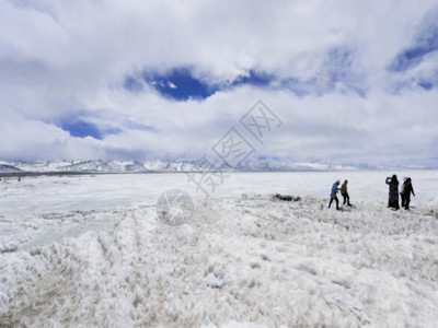 雪狼湖生态园延时冰封纳木措湖GIF高清图片