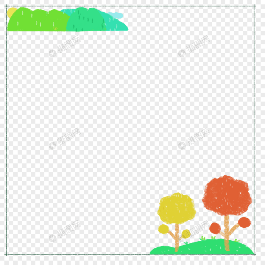 绿色山林树木边框图片