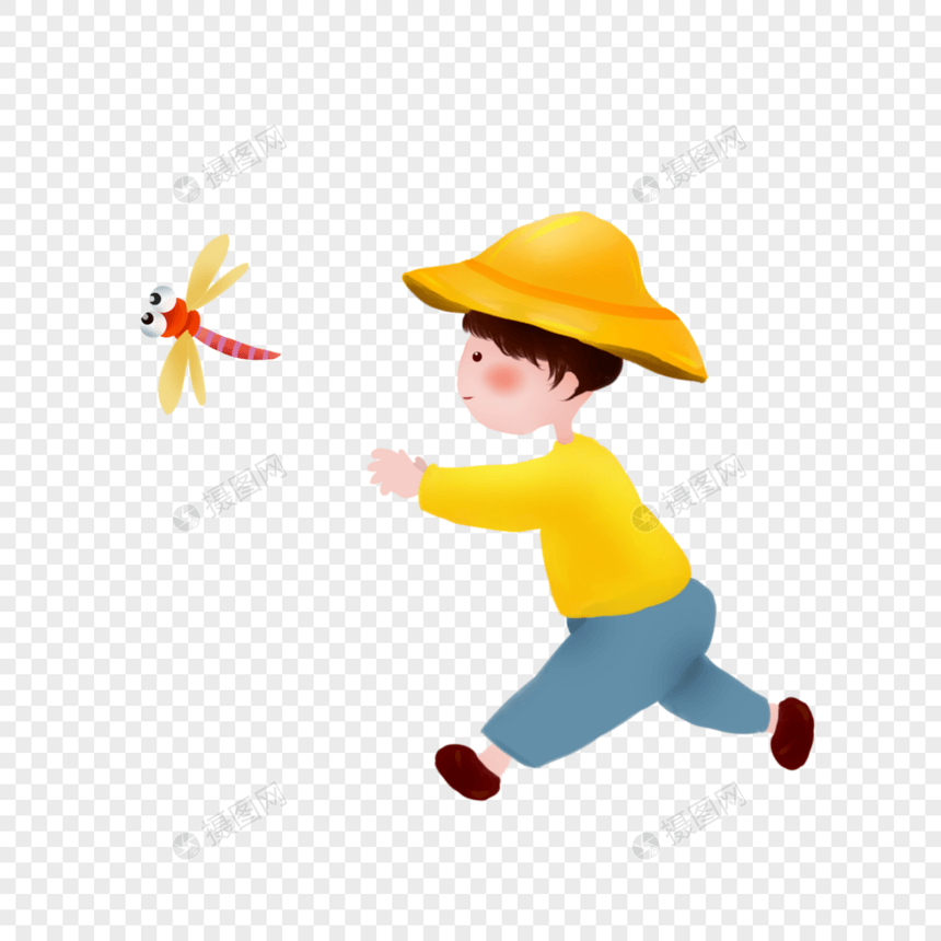 捉蜻蜓的小男孩图片