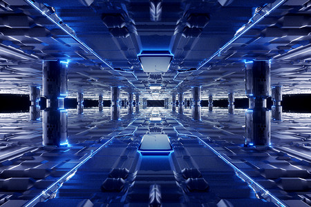 蓝色延伸科技科幻延伸空间设计图片