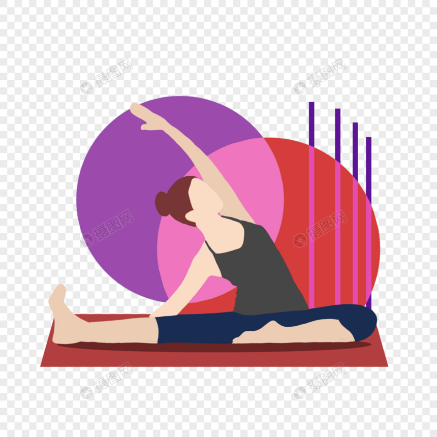 扁平风瑜伽运动女性图片