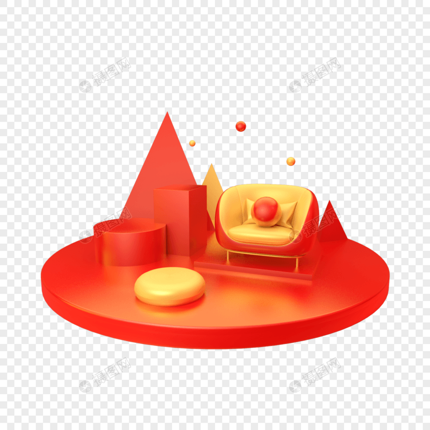 创意金红色沙发立体舞台图片