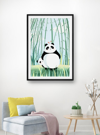 熊猫可爱表情包卡通家装熊猫装饰画挂画模板