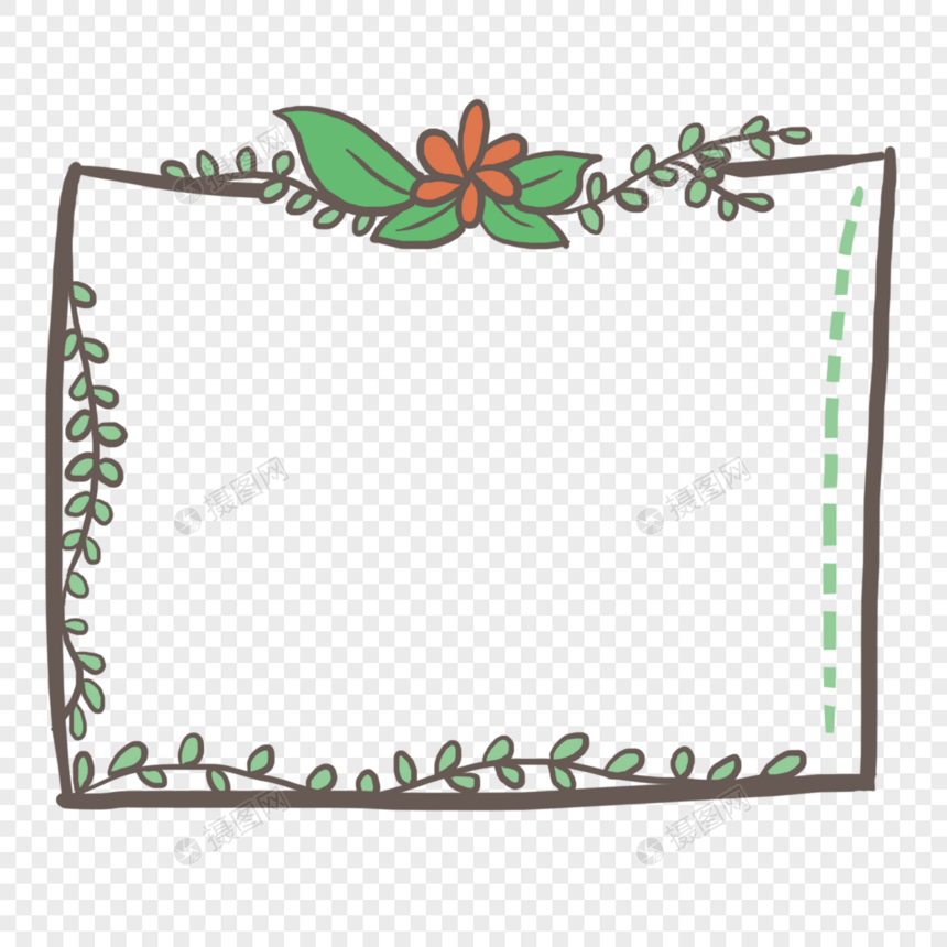手绘藤蔓花朵清新边框图片