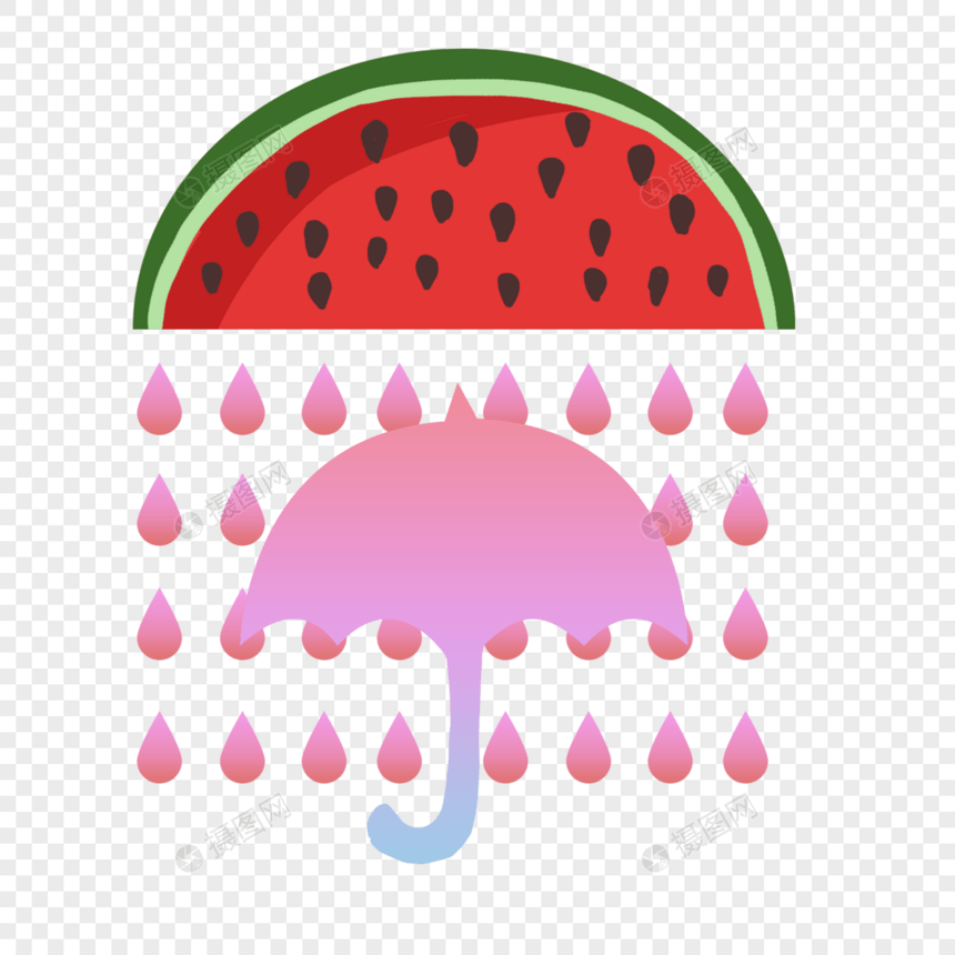 夏季西瓜雨伞抽象图形图片