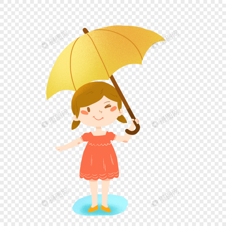 下雨天拿着伞的小女孩图片