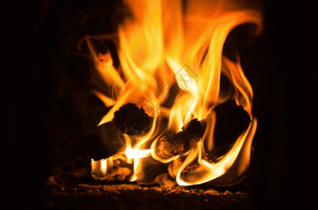 壁炉火焰声燃烧的柴火gif高清图片