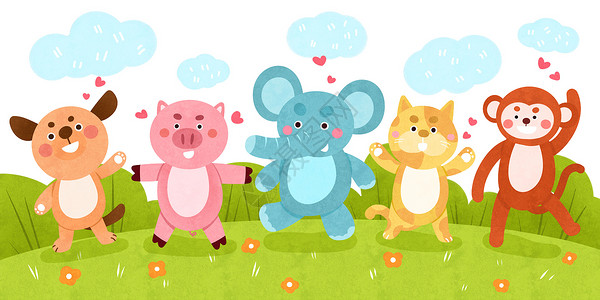 动物园门口可爱动物儿童插画插画