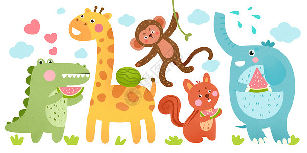 猴子可爱夏日小动物插画