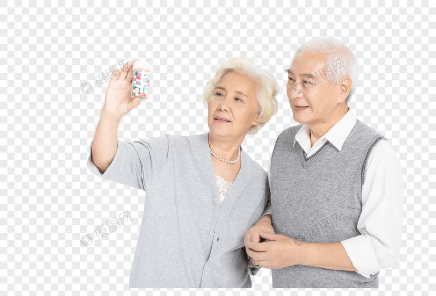 奶奶叮嘱爷爷吃药图片