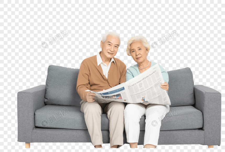 老年夫妻看报图片