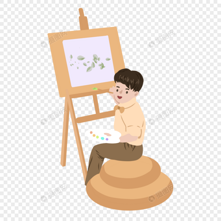 正在画画的小男孩图片