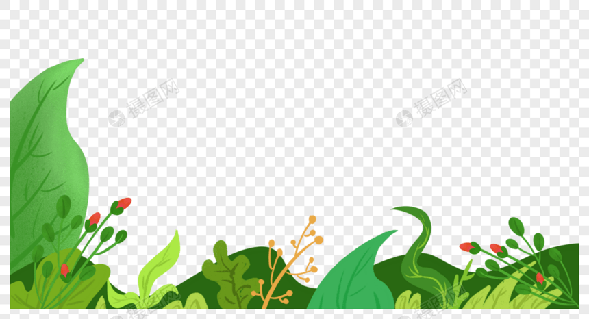 夏天绿色小清新植物边框图片