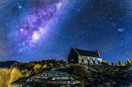 新西兰羊排教堂星空gif高清图片