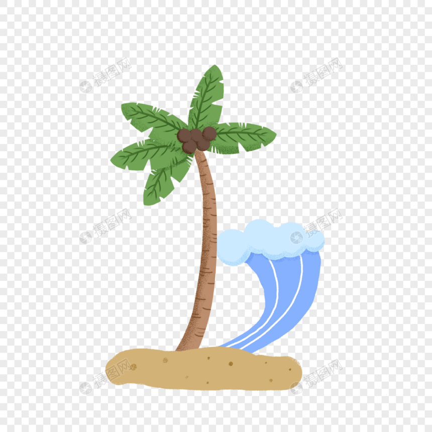 夏季海边沙滩椰子树素材下载图片