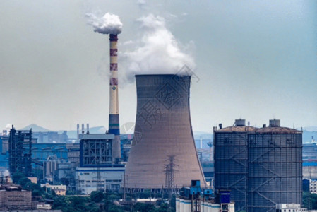 武汉发展武钢工业化生产景观烟囱gif动图高清图片