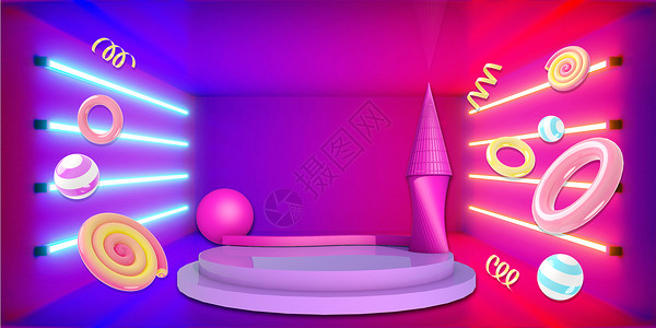 紫色霓虹灯舞台电商背景设计图片