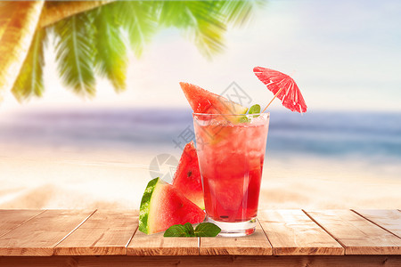 西瓜汁包装夏日度假设计图片
