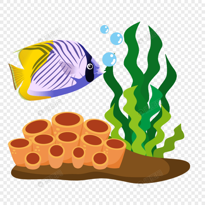 卡通热带鱼元素图片