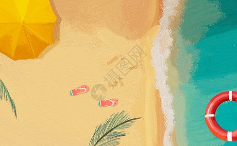 海滩遮阳伞夏日海滩插画