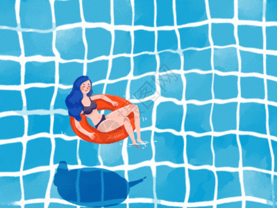 立夏游泳插画gif动图图片