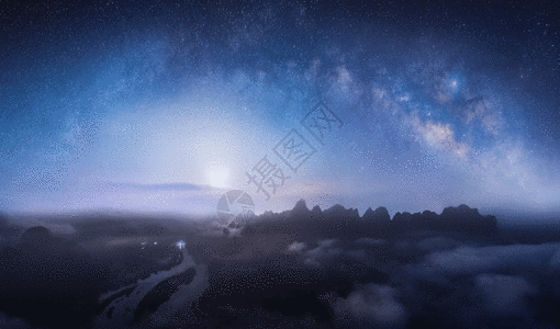 桂林山水星空月出gif图片