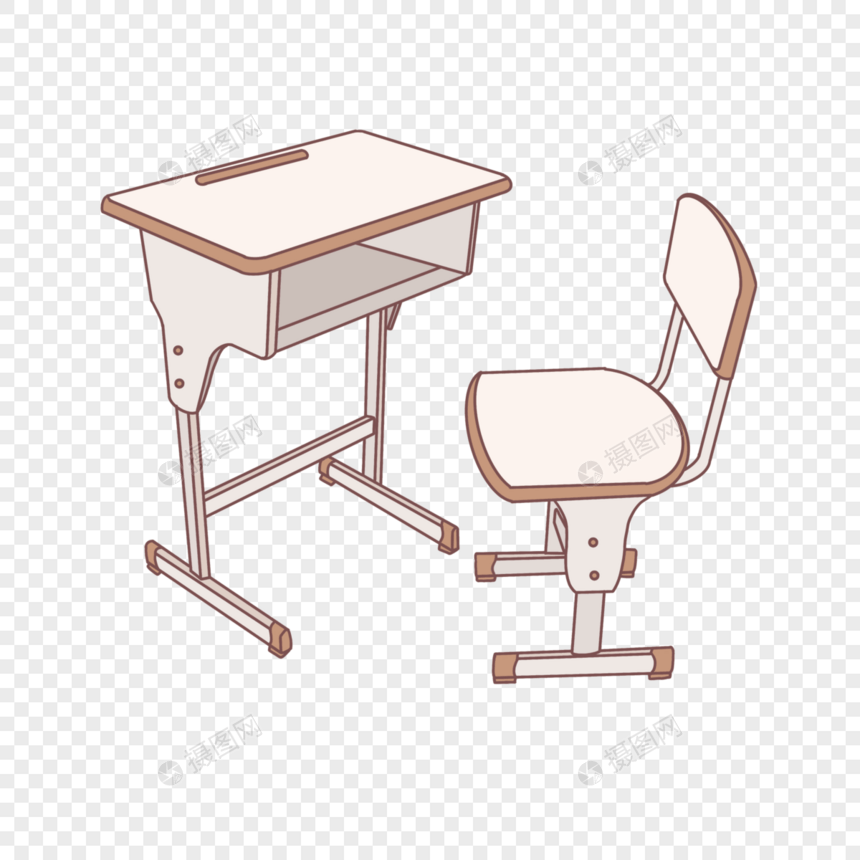 开学季课桌课椅卡通手绘装饰图图片
