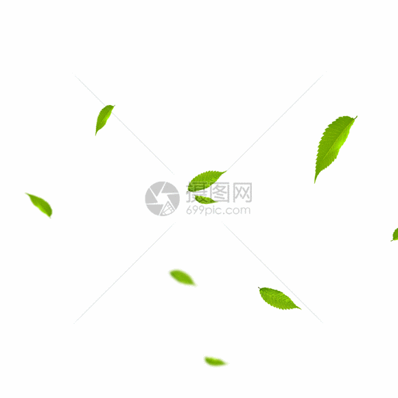 绿色漂浮春季树叶装饰gif图片