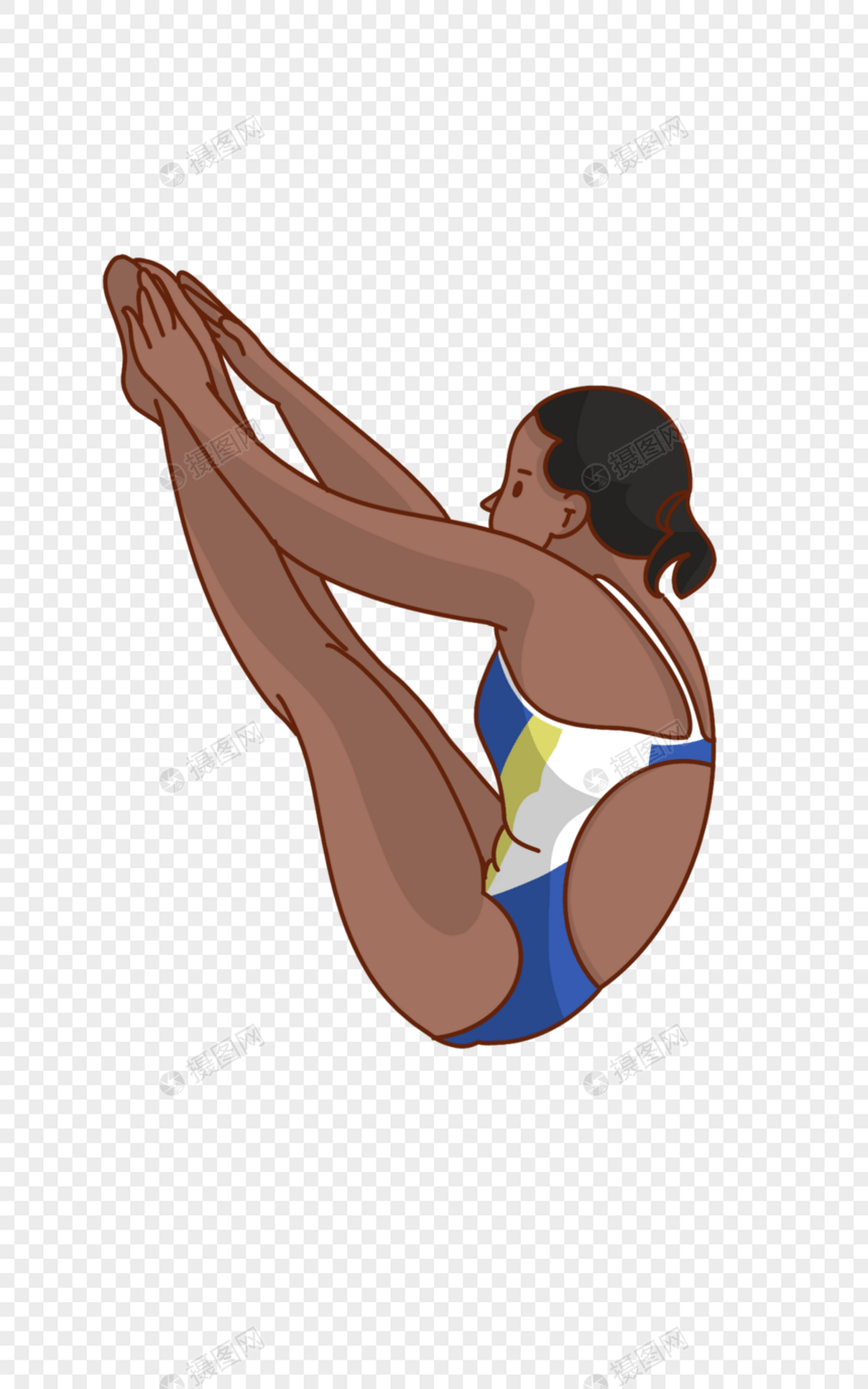 跳水运动的女孩插画图片