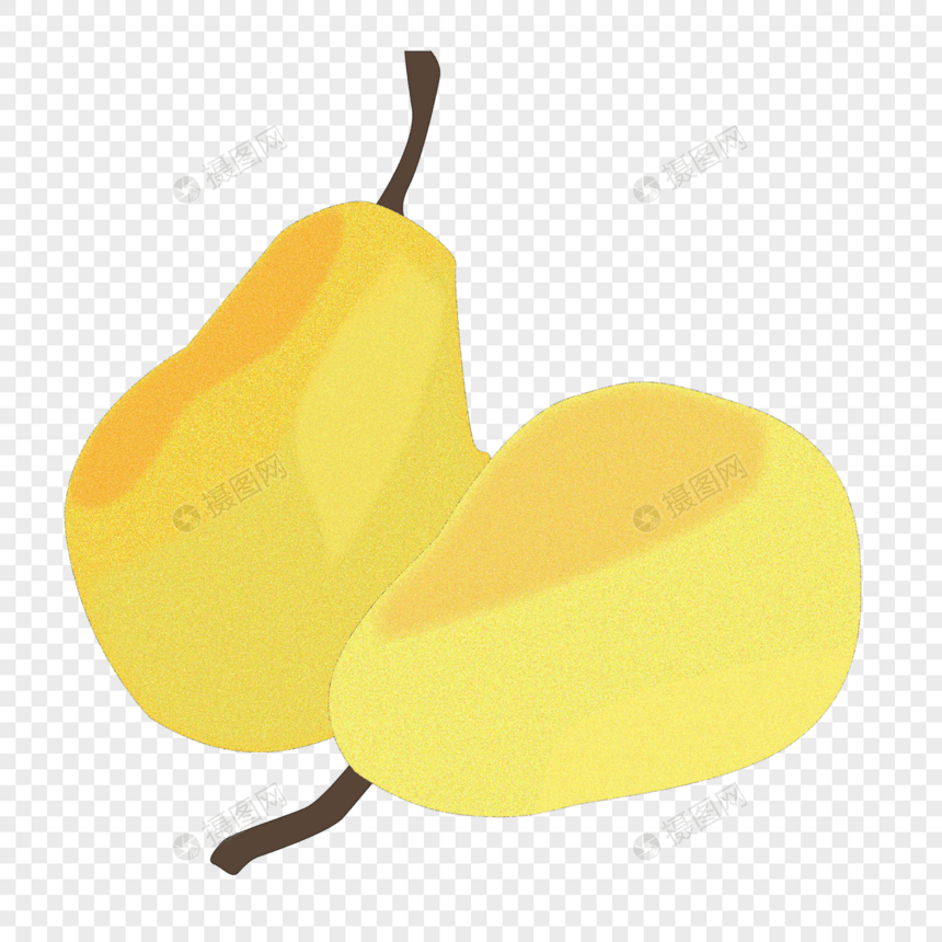 卡通手绘黄色水果鸭梨图片