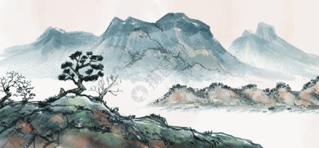 中国风山水画GIF图片