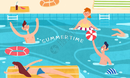 盛夏夏季泳池gif动图高清图片