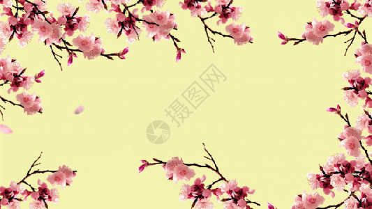 黄色花穗桃花gif高清图片
