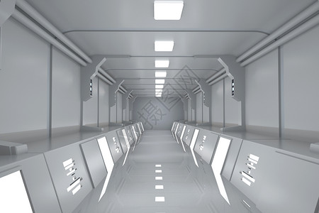 空工厂未来工厂走廊场景设计图片