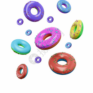 漂浮数字0漂浮甜甜圈饰品GIF高清图片