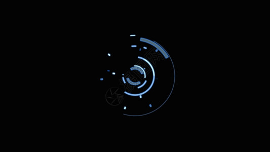 蓝色圆圈光晕圆环组合科技元素gif高清图片