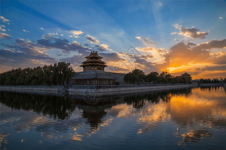 中国古建筑屋顶火烧云·紫禁城gif高清图片