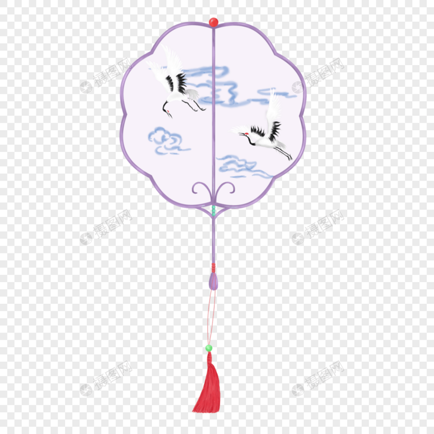 古风扇子仙鹤祥云图片