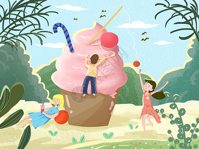 冰淇淋冰棍夏插画