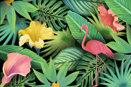 热带植物背景GIF动图图片