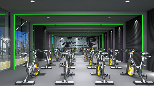 器械运动3d健身房场景设计图片