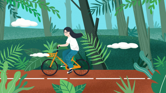 女孩骑自行车骑自行车的女孩GIF高清图片