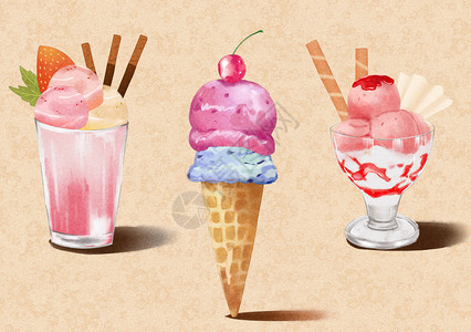 水果雪糕冰淇淋冰淇淋插画