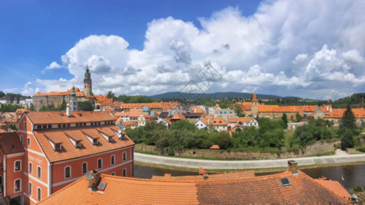 圣巴西尔大教堂捷克著名旅游CK小镇全景图gif高清图片